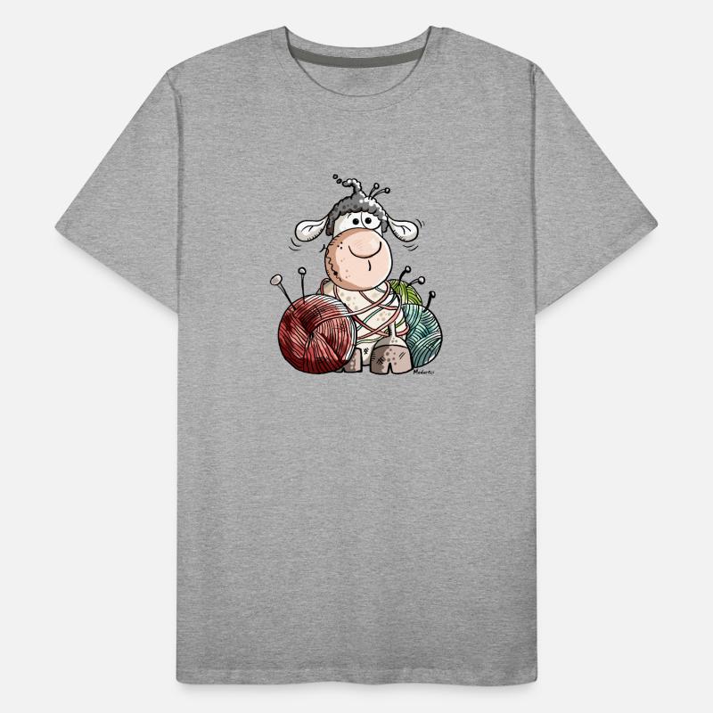 Funny Sheep With Wool Ball Men's Premium Organic T-Shirt