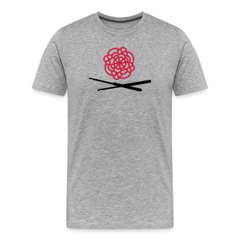 haekeln handarbeit hobby - Männer Premium Bio T-Shirt - Grau meliert - Vorne - Damien (186cm)