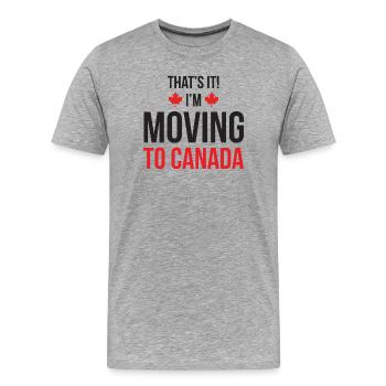 C'est tout! Je déménage au Canada - T-shirt bio Premium Homme - gris chiné - Devant - Damien (186cm)