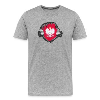 Polen Brust / Geschenk Warschau Krakau - Männer Premium Bio T-Shirt - Grau meliert - Vorne - Damien (186cm)