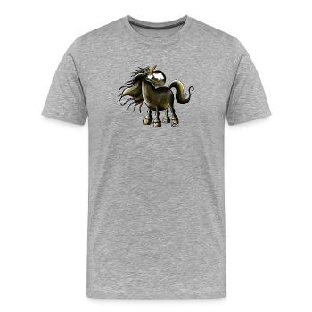 Fabel Pferd - Männer Premium Bio T-Shirt - Grau meliert - Vorne - Damien (186cm)