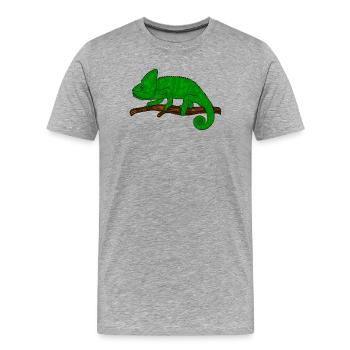 Chamäleon Exotisch - Männer Premium Bio T-Shirt - Grau meliert - Vorne - Damien (186cm)