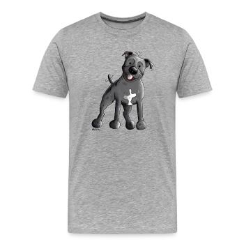 Mignon Staffordshire Bull Terrier - T-shirt bio Premium Homme - gris chiné - Devant - Damien (186cm)