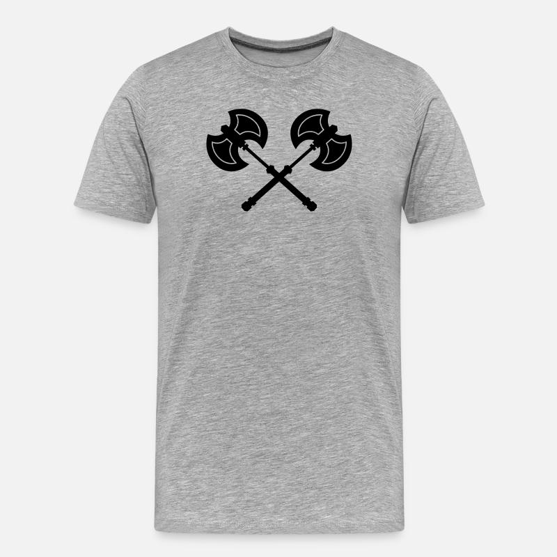 beil Axt - Männer Premium Bio T-Shirt - Grau meliert