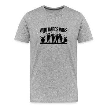 Who Dares Wins – Elite Military Silhouettes - Men's Premium Organic T-Shirt - heather grey - Front - Damien (186cm)