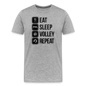 eat sleep volley repeat - Men's Premium Organic T-Shirt - heather grey - Front - Damien (186cm)