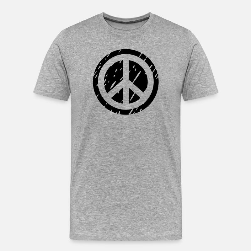 peace - Männer Premium Bio T-Shirt - Grau meliert