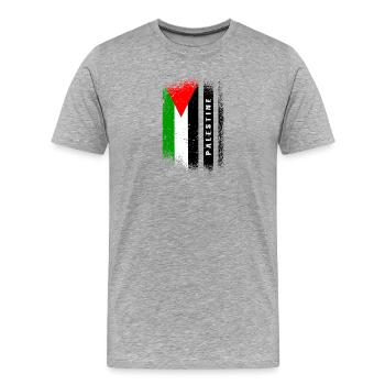 Drapeau de la Palestine / Cadeau Gaza - T-shirt bio Premium Homme - gris chiné - Devant - Damien (186cm)