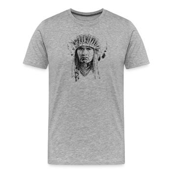 Indian - Men's Premium Organic T-Shirt - heather grey - Front - Damien (186cm)