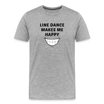Devise linedancer : Line dance makes me happy - T-shirt bio Premium Homme - gris chiné - Devant - Damien (186cm)