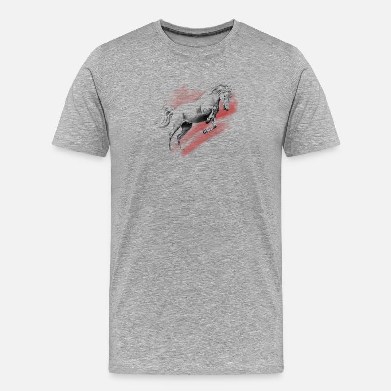 Pferd - Männer Premium Bio T-Shirt - Grau meliert