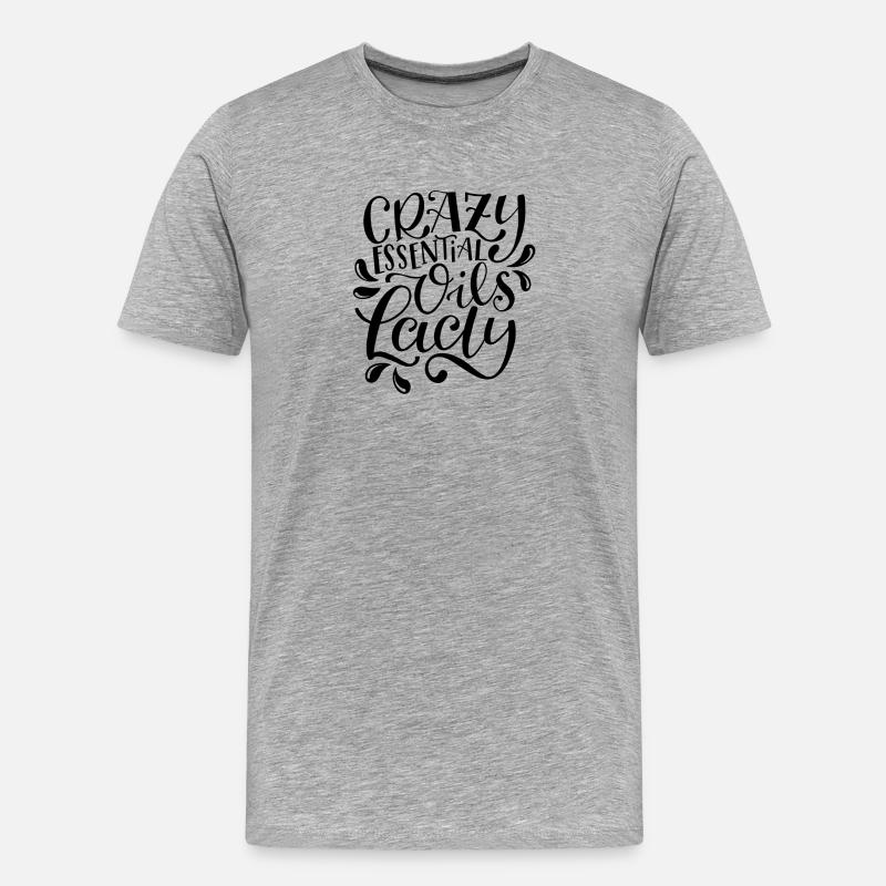 Crazy Essential Oils Lady - Männer Premium Bio T-Shirt - Grau meliert
