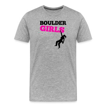 Bouldern Klettern Bergsteigen Boulder Bergsport - Männer Premium Bio T-Shirt - Grau meliert - Vorne - Damien (186cm)