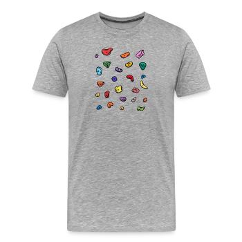 Boulder Bouldern Klettern Bergsteigen Bergsport - Männer Premium Bio T-Shirt - Grau meliert - Vorne - Damien (186cm)