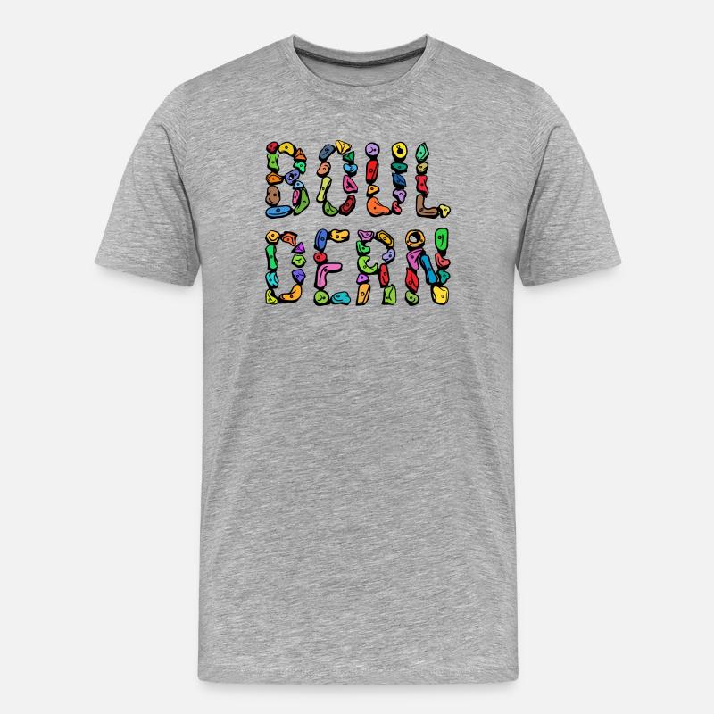 Bouldering boulder climbing scripture mountaineering - Men's Premium Organic T-Shirt - heather grey