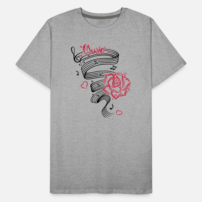 Notes musicales avec musique et fleur. T-shirt bio Premium Homme