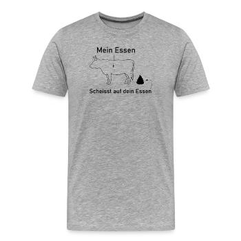 Mein Essen scheisst auf dein Essen - Männer Premium Bio T-Shirt - Grau meliert - Vorne - Damien (186cm)