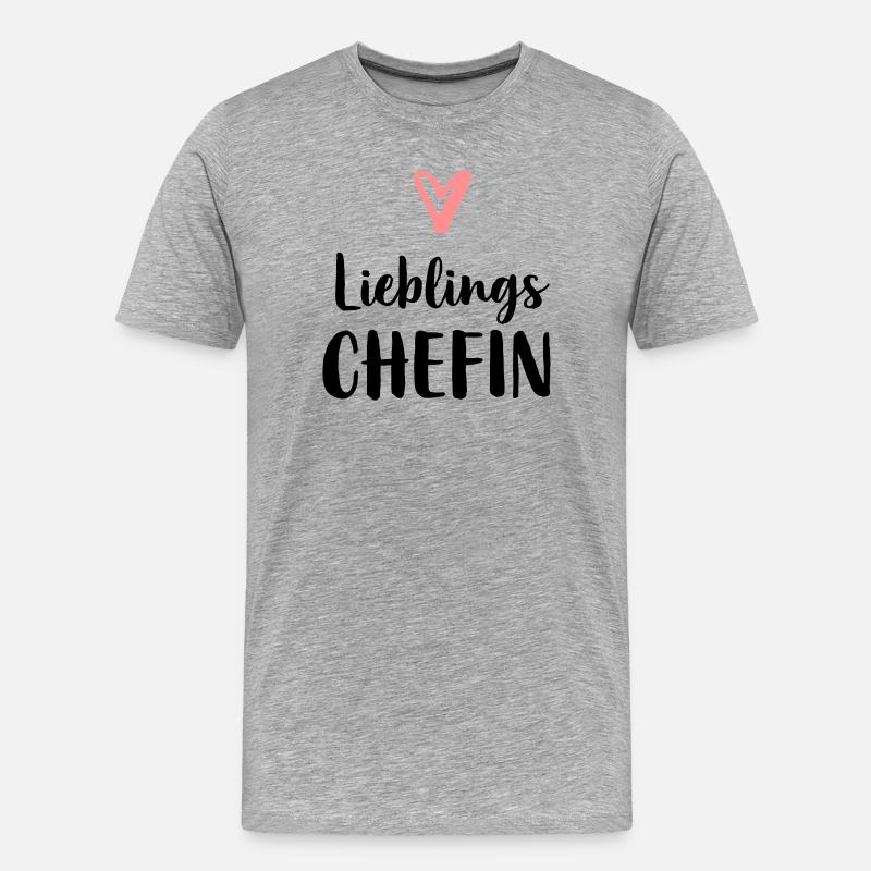 Lieblings Chefin Herz Geschenk Chef - Männer Premium Bio T-Shirt - Grau meliert
