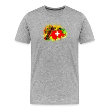crazy switzerland - Männer Premium Bio T-Shirt - Grau meliert - Vorne - Damien (186cm)