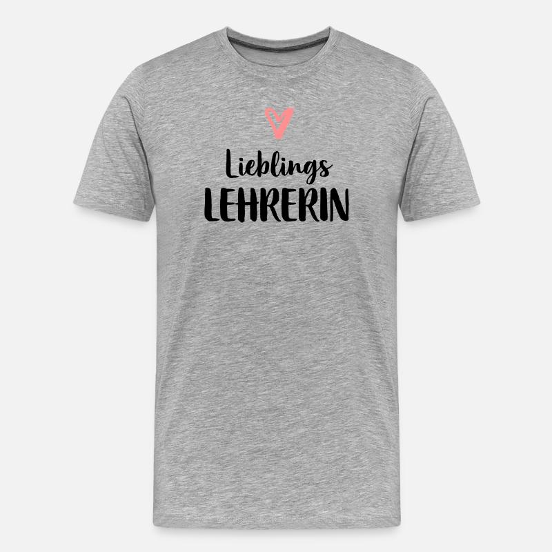 Lieblings Lehrerin Herz Geschenk Schule - Männer Premium Bio T-Shirt - Grau meliert