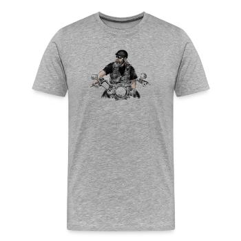 biker - Men's Premium Organic T-Shirt - heather grey - Front - Damien (186cm)