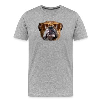 Bulldog mit Sonnenbrille - Männer Premium Bio T-Shirt - Grau meliert - Vorne - Damien (186cm)