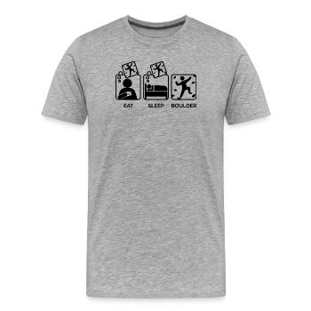 Rocher, escalade, alpinisme, manger, dormir, dire - T-shirt bio Premium Homme - gris chiné - Devant - Damien (186cm)