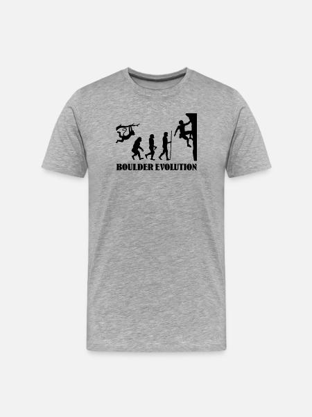 Boulder Evolution Escalade Alpinisme Boulderer - T-shirt bio Premium Homme - gris chiné