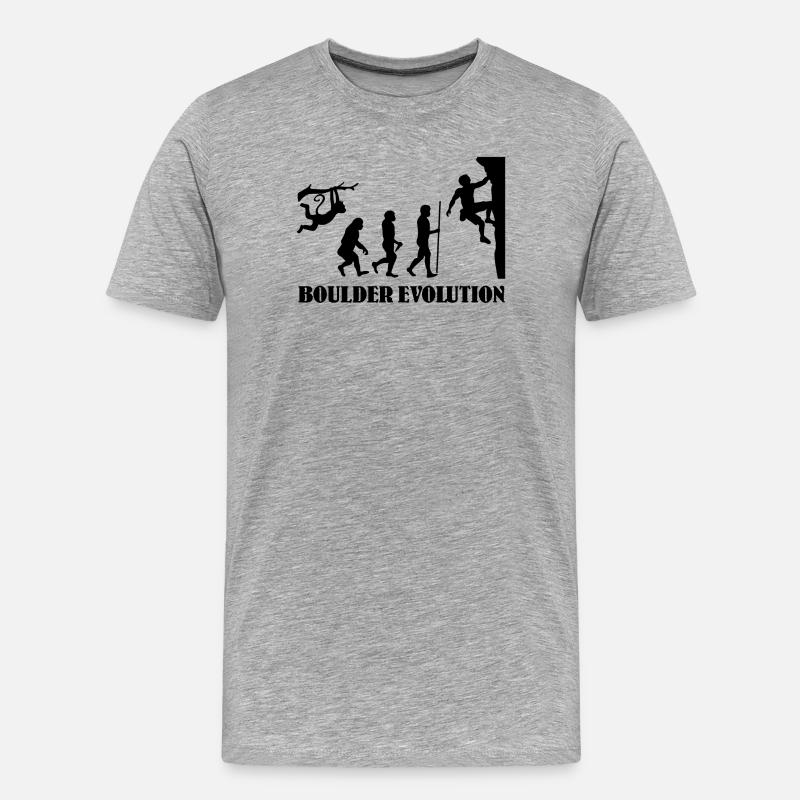 Boulder Evolution Climbing Mountaineering Boulderer - Men's Premium Organic T-Shirt - heather grey
