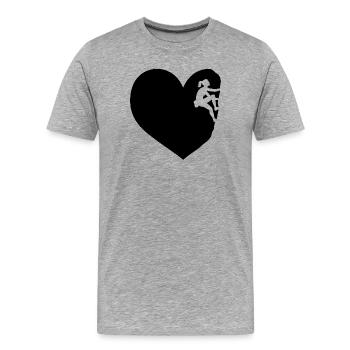 J'adore bouldering escalade alpinisme coeur sports - T-shirt bio Premium Homme - gris chiné - Devant - Damien (186cm)