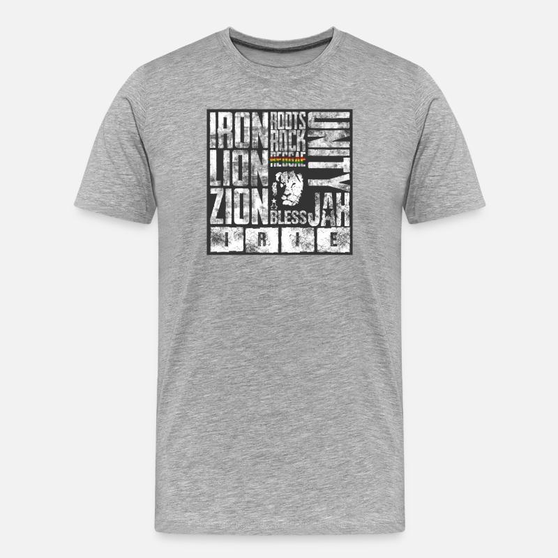 Löwenmotive mit Reggae-Elementen - Männer Premium Bio T-Shirt - Grau meliert