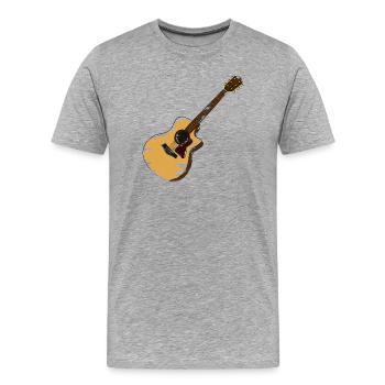 Illustration de guitare acoustique rustique - T-shirt bio Premium Homme - gris chiné - Devant - Damien (186cm)