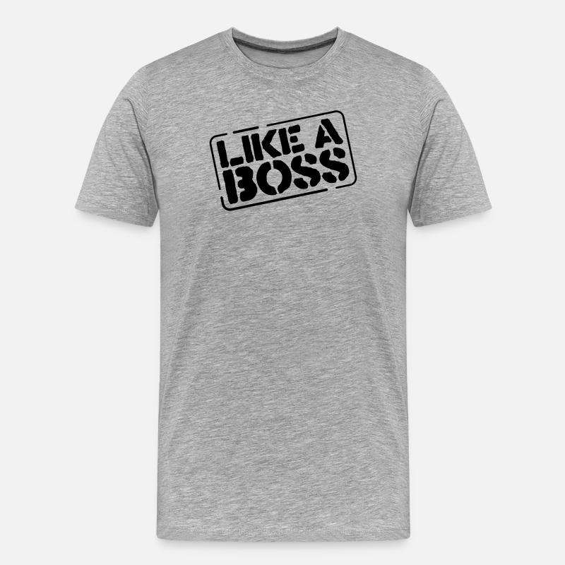 like a boss - Männer Premium Bio T-Shirt - Grau meliert