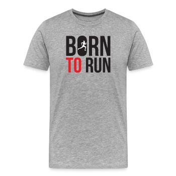 Né pour courir - T-shirt bio Premium Homme - gris chiné - Devant - Damien (186cm)