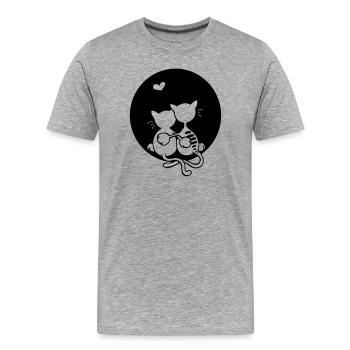 Katzen Paar - Männer Premium Bio T-Shirt - Grau meliert - Vorne - Damien (186cm)
