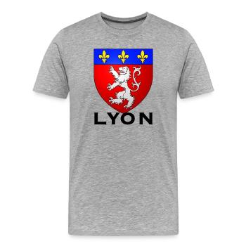 Lyon France - T-shirt bio Premium Homme - gris chiné - Devant - Damien (186cm)