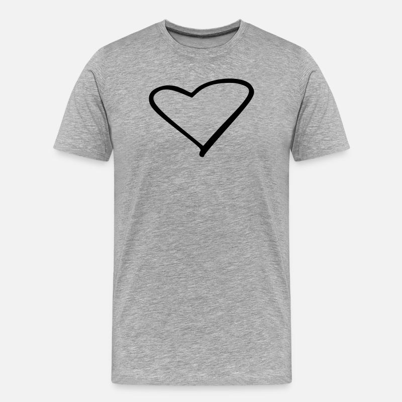 Herz - Männer Premium Bio T-Shirt - Grau meliert