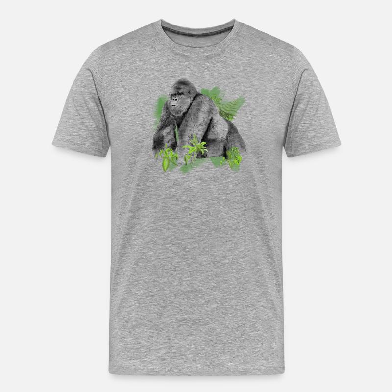 Gorilla - Männer Premium Bio T-Shirt - Grau meliert