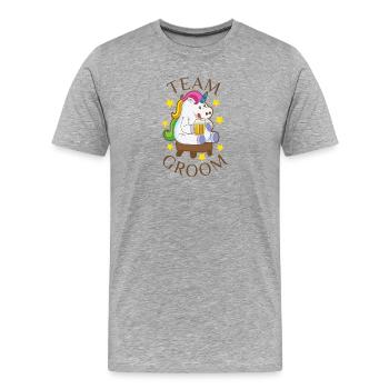 Team Groom Unicorn Partner Look Bachelor Fun - Men's Premium Organic T-Shirt - heather grey - Front - Damien (186cm)