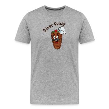 Döner Kebap Grillspieß Grillfleisch Lustig Cartoon - Männer Premium Bio T-Shirt - Grau meliert - Vorne - Damien (186cm)