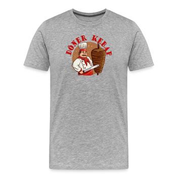 Döner Kebab Kebap Grillen Grillfleisch Spieß - Männer Premium Bio T-Shirt - Grau meliert - Vorne - Damien (186cm)