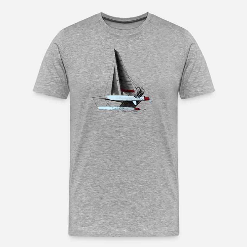 katamaran - Männer Premium Bio T-Shirt - Grau meliert