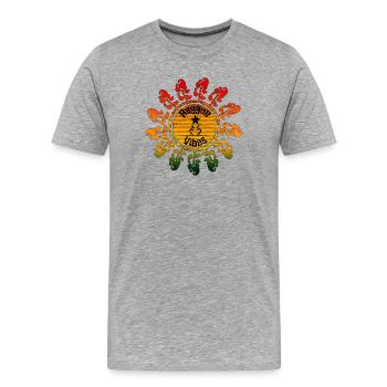 Hippie Peace Symbol im Sonnenrad Design - Männer Premium Bio T-Shirt - Grau meliert - Vorne - Damien (186cm)