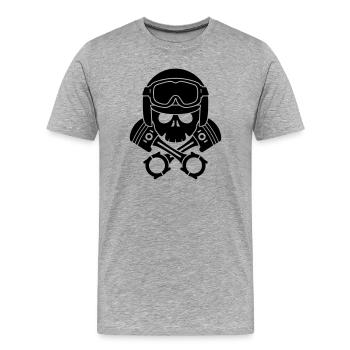kolben schädel helm - Männer Premium Bio T-Shirt - Grau meliert - Vorne - Damien (186cm)