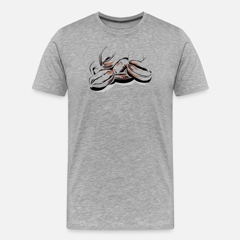 Kaffeebohnen Cafe Illustration Logo Kaffeezeit - Männer Premium Bio T-Shirt - Grau meliert