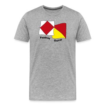 Foxtrott-Oscar - Männer Premium Bio T-Shirt - Grau meliert - Vorne - Damien (186cm)