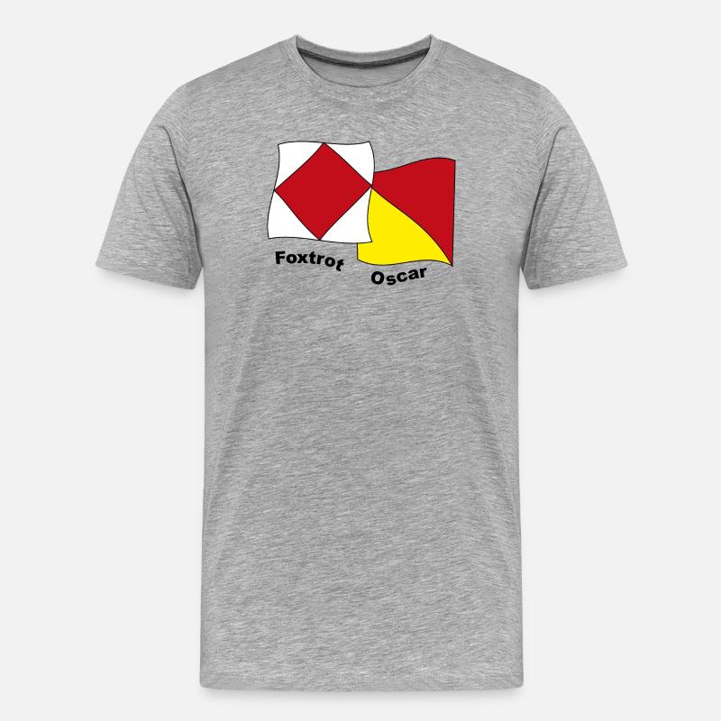 Foxtrott-Oscar - Männer Premium Bio T-Shirt - Grau meliert