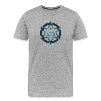 Antahkarana à l’intérieur de Merkabah, Géométrie Sacrée - T-shirt bio Premium Homme - gris chiné - Devant - Damien (186cm)