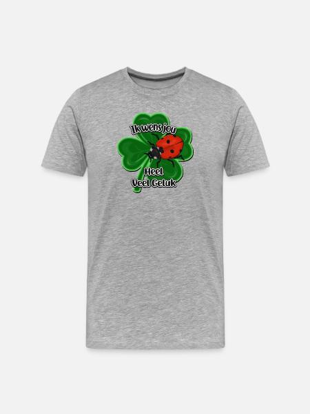 Lucky Ladybug on Clover Four - Men's Premium Organic T-Shirt - heather grey