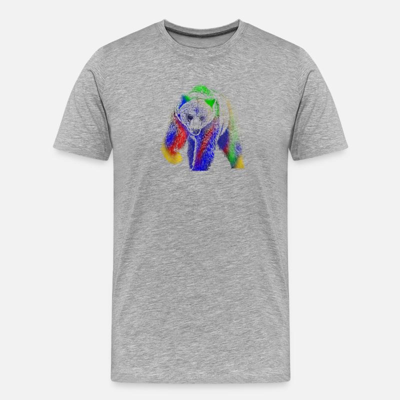 Bär - Männer Premium Bio T-Shirt - Grau meliert